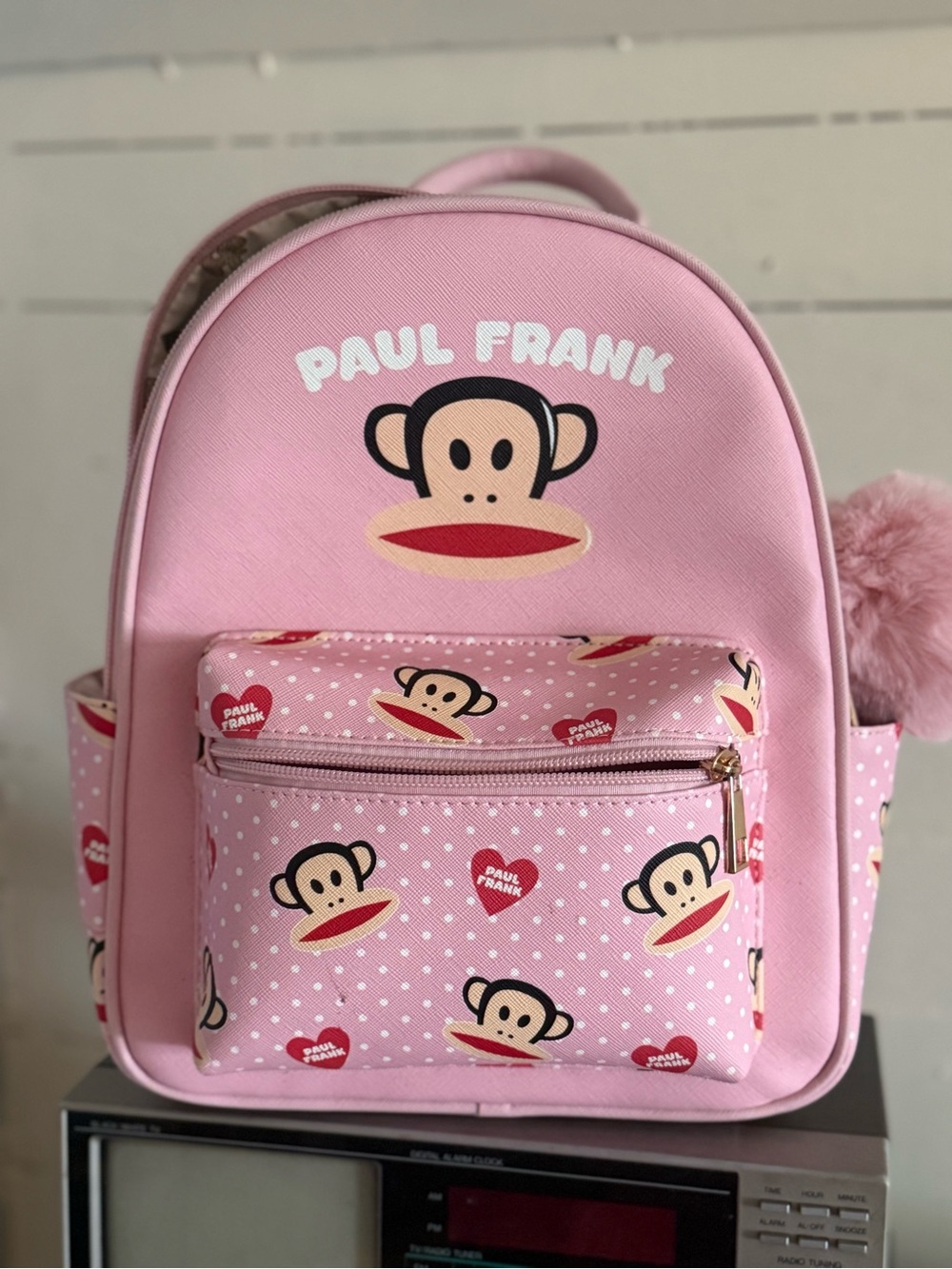 NWOT Paul Frank Pink Kids Backpack with Julius Face and Heart Print